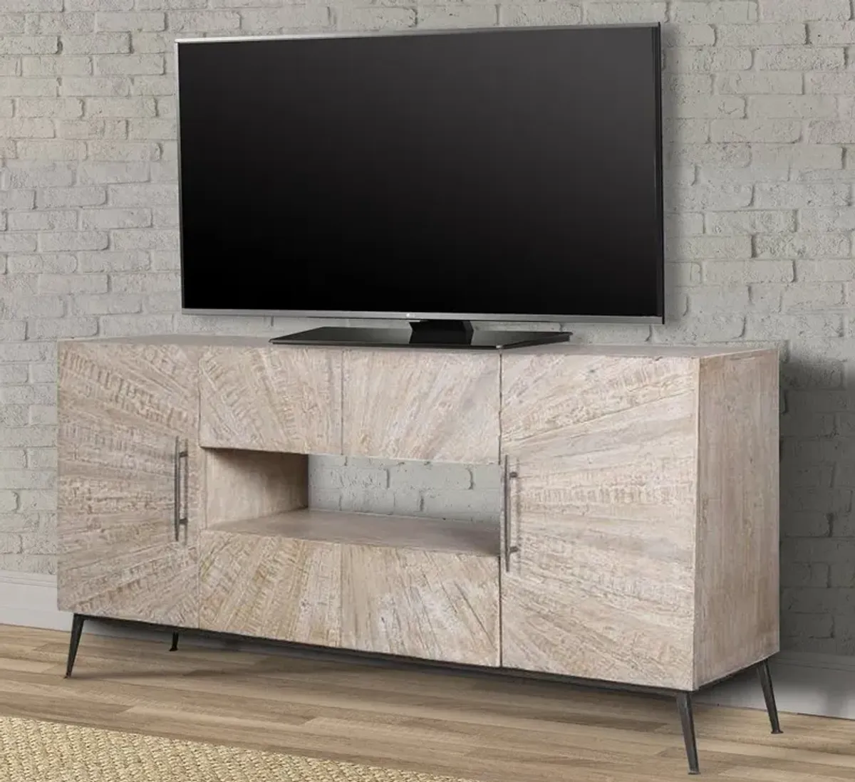 Parker House Crossings Monaco Collection 69 Weathered Blanc Media Entertainment TV Stand