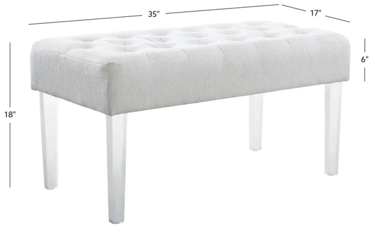 Linon Ella Glitz Acrylic Leg Bench