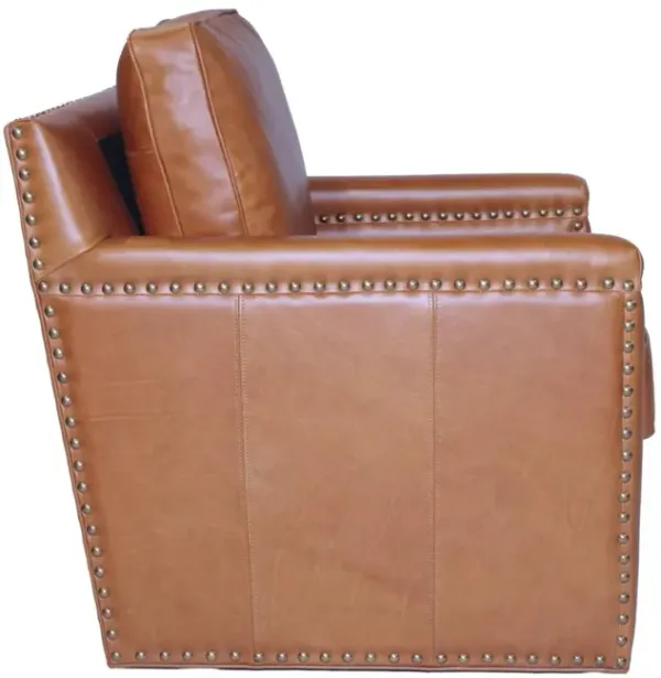 Noble Furniture Mercer Swivel Accent Chair in Caramel Leather