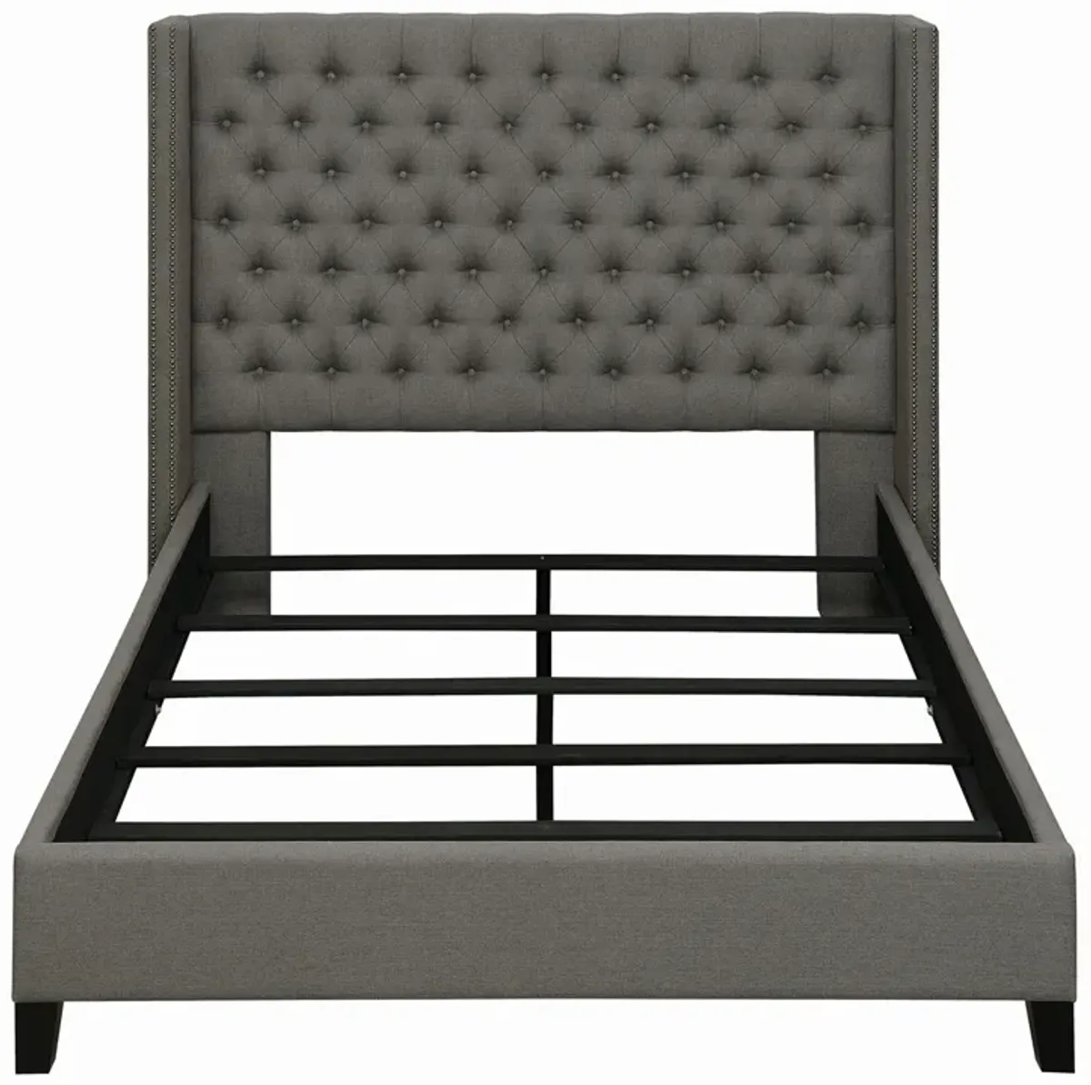 Coaster Bancroft Upholstered King Wingback Bed Grey