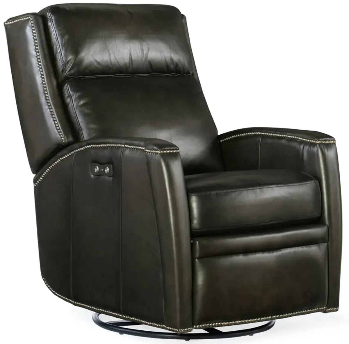 Hooker Furniture Declan Brindisi Trinita Leather Power Swivel Glider Recliner