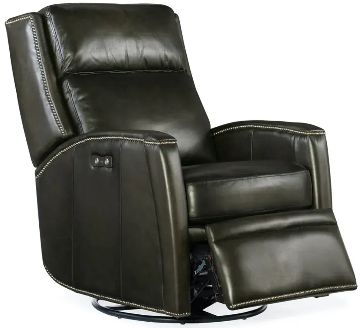 Hooker Furniture Declan Brindisi Trinita Leather Power Swivel Glider Recliner