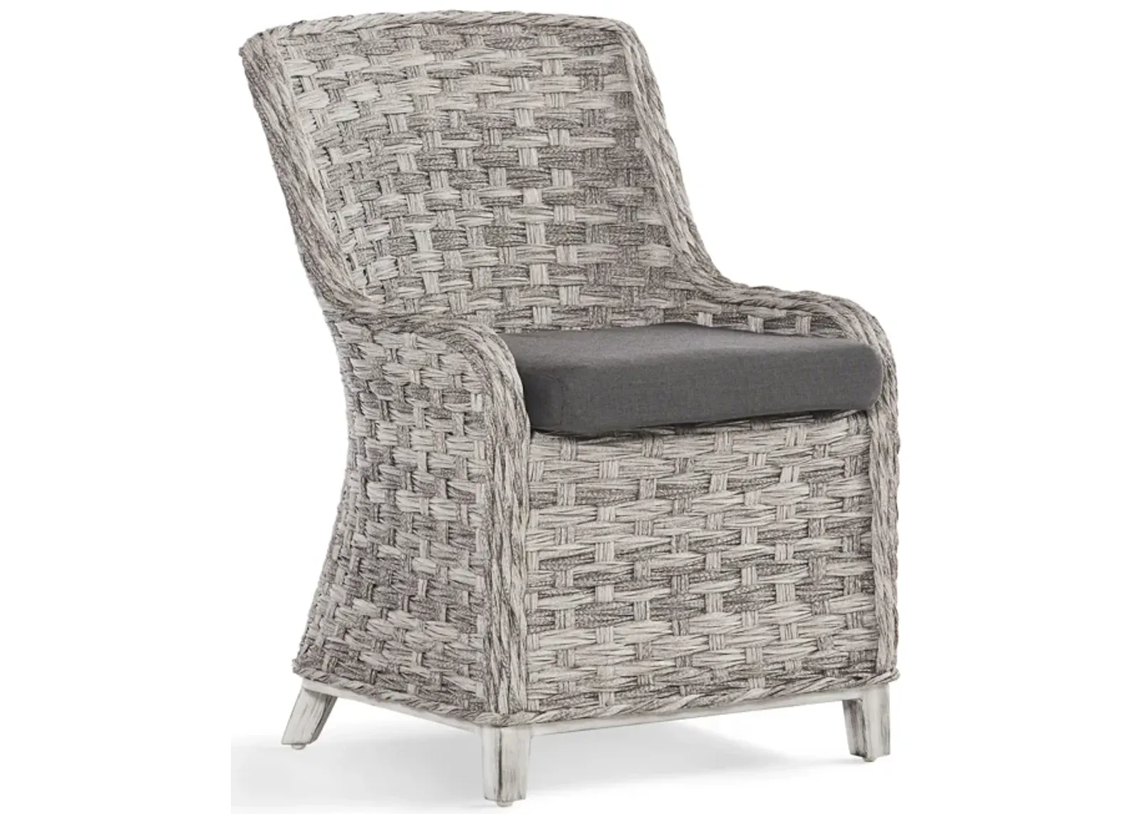 South Sea Outdoor Living Grand Isle Soft Granite Side Dining Chair with Cast Silver Fabric