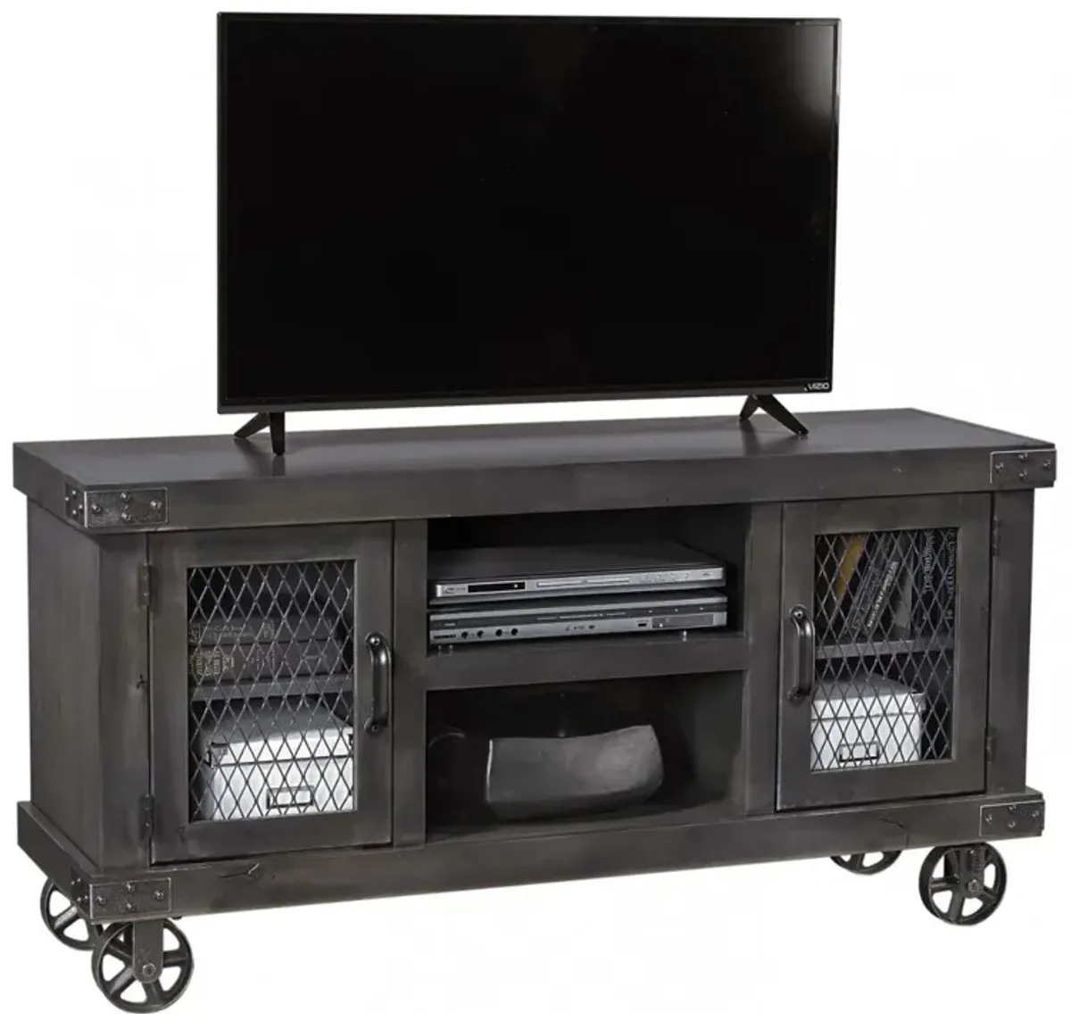 Aspenhome Industrial 55 Inch Ghost Black TV Stand Console