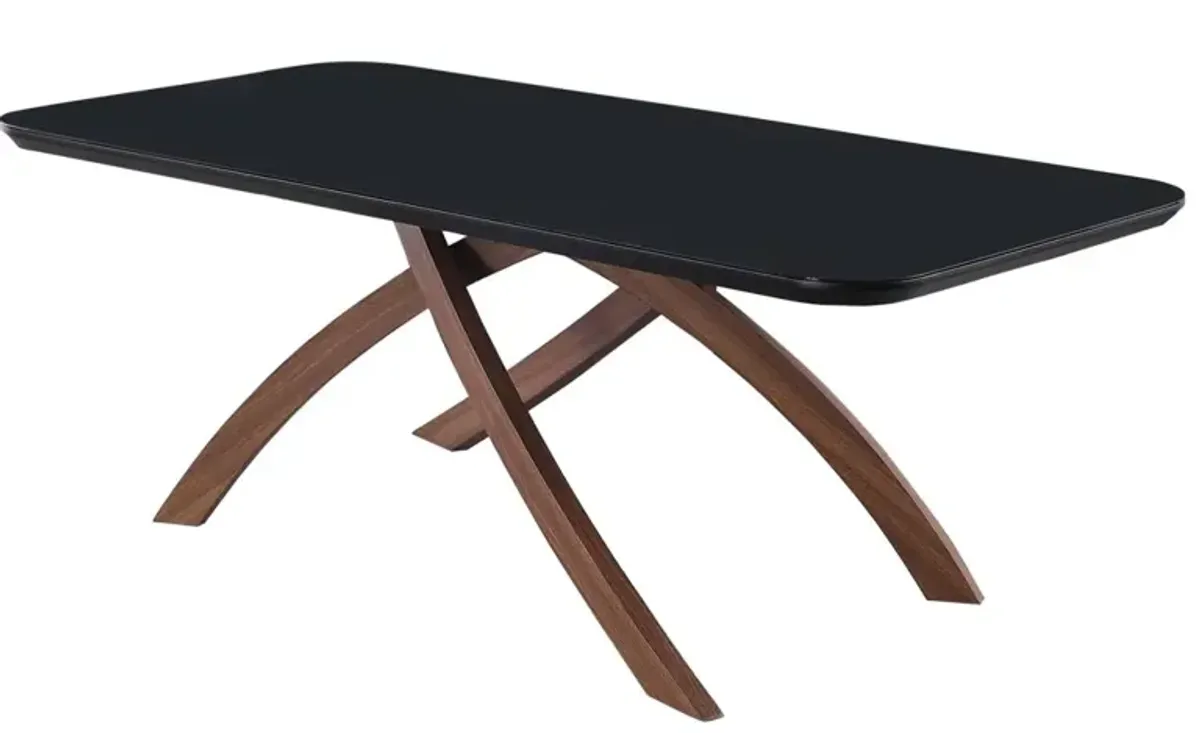 Chintaly Emily Black Dining Set with Black Glass Table & 4 Solid Wood Chairs