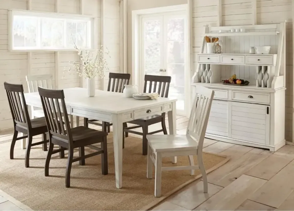 Steve Silver 7-Piece Cayla Table & 6 White Side Chairs