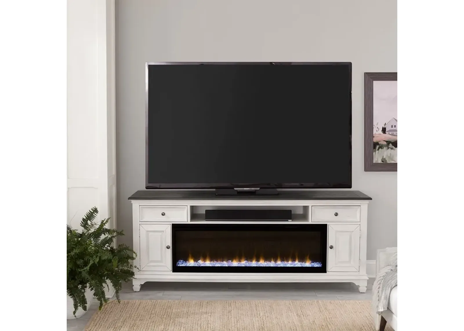 80 Inch Fireplace Media Entertainment TV Stand