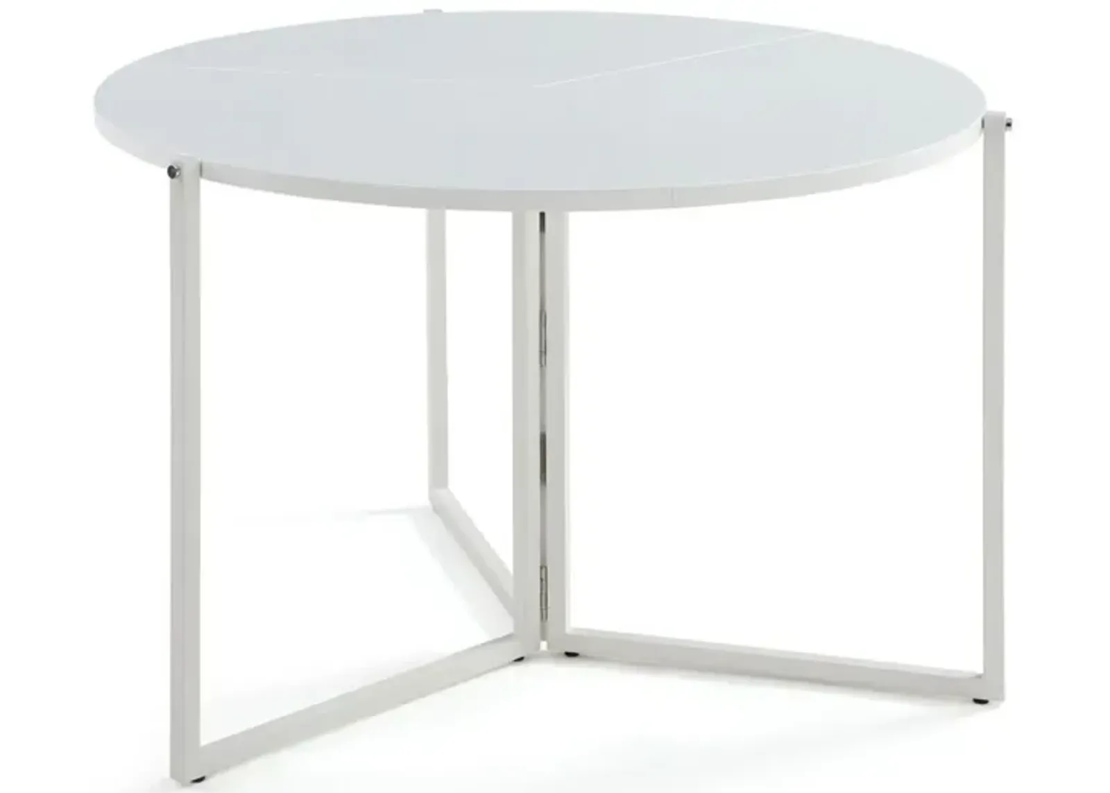 Chintaly White 43 Inch Round Foldaway Dining Table