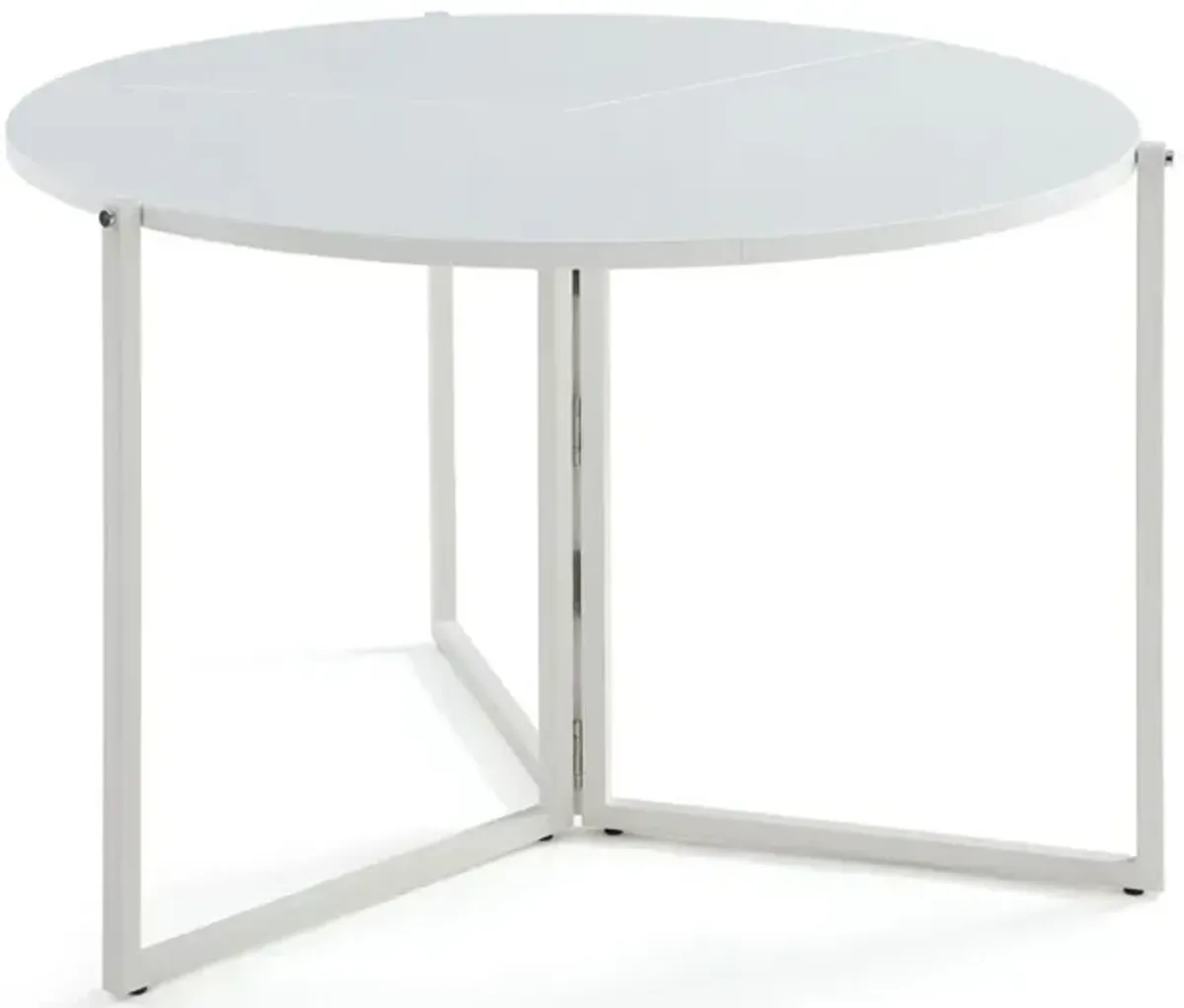 Chintaly White 43 Inch Round Foldaway Dining Table