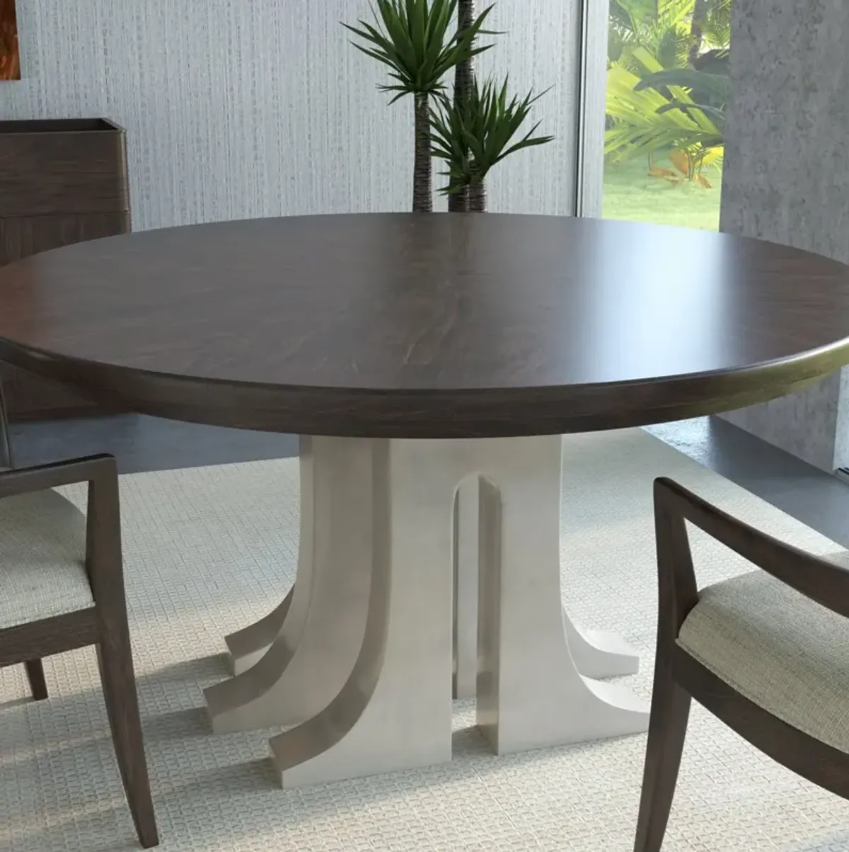 Aqueduct Dining Table In Brunette Dark Brown Wood Finish