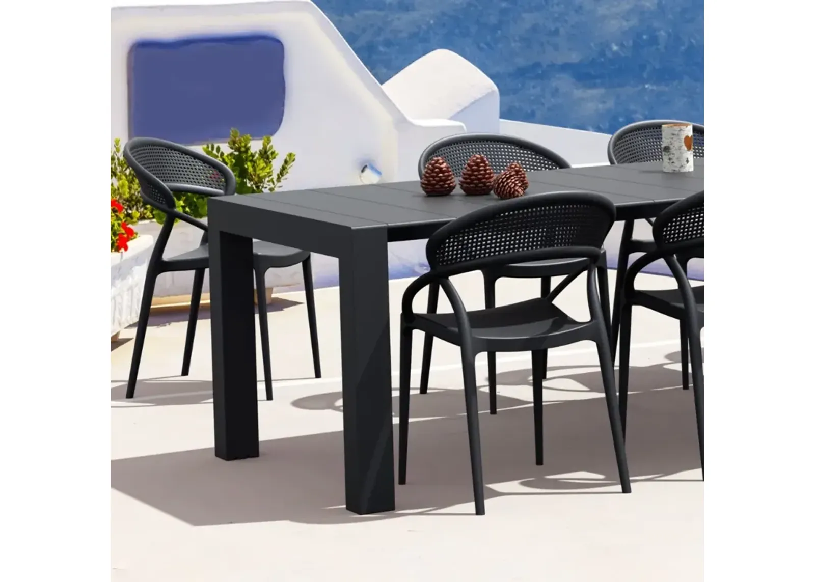 Compamia Sunset Extendable Outdoor Dining Set 9-Piece Black