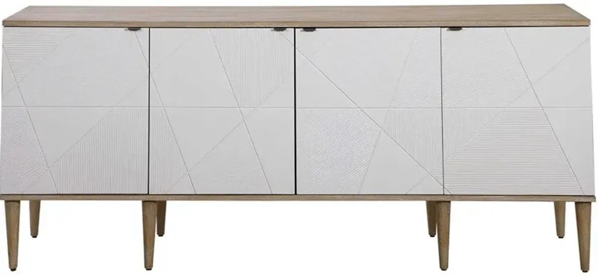 Uttermost Tightrope Natural Oak Ceruse 4-Door Modern Sideboard Cabinet