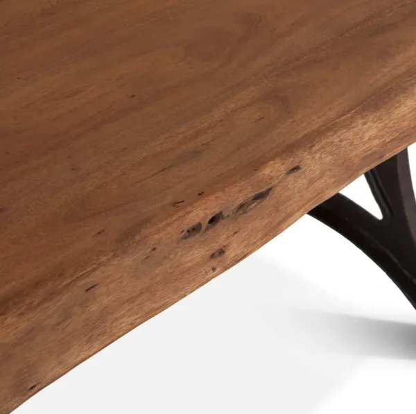Home Trends Design Organic Forge 72-Inch Live Edge Dining Table with Antique Zinc Base