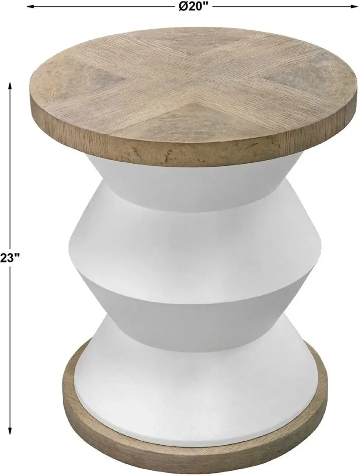 Uttermost Spool Light Honey/White Geometric Side Table