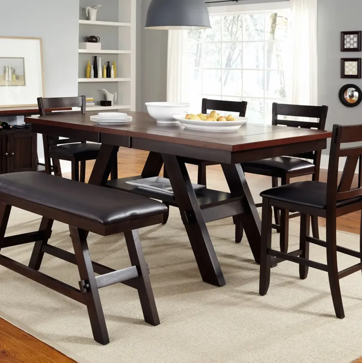 Liberty Furniture Lawson 6-Piece Two-Tone Gathering Casual Dining Table Set