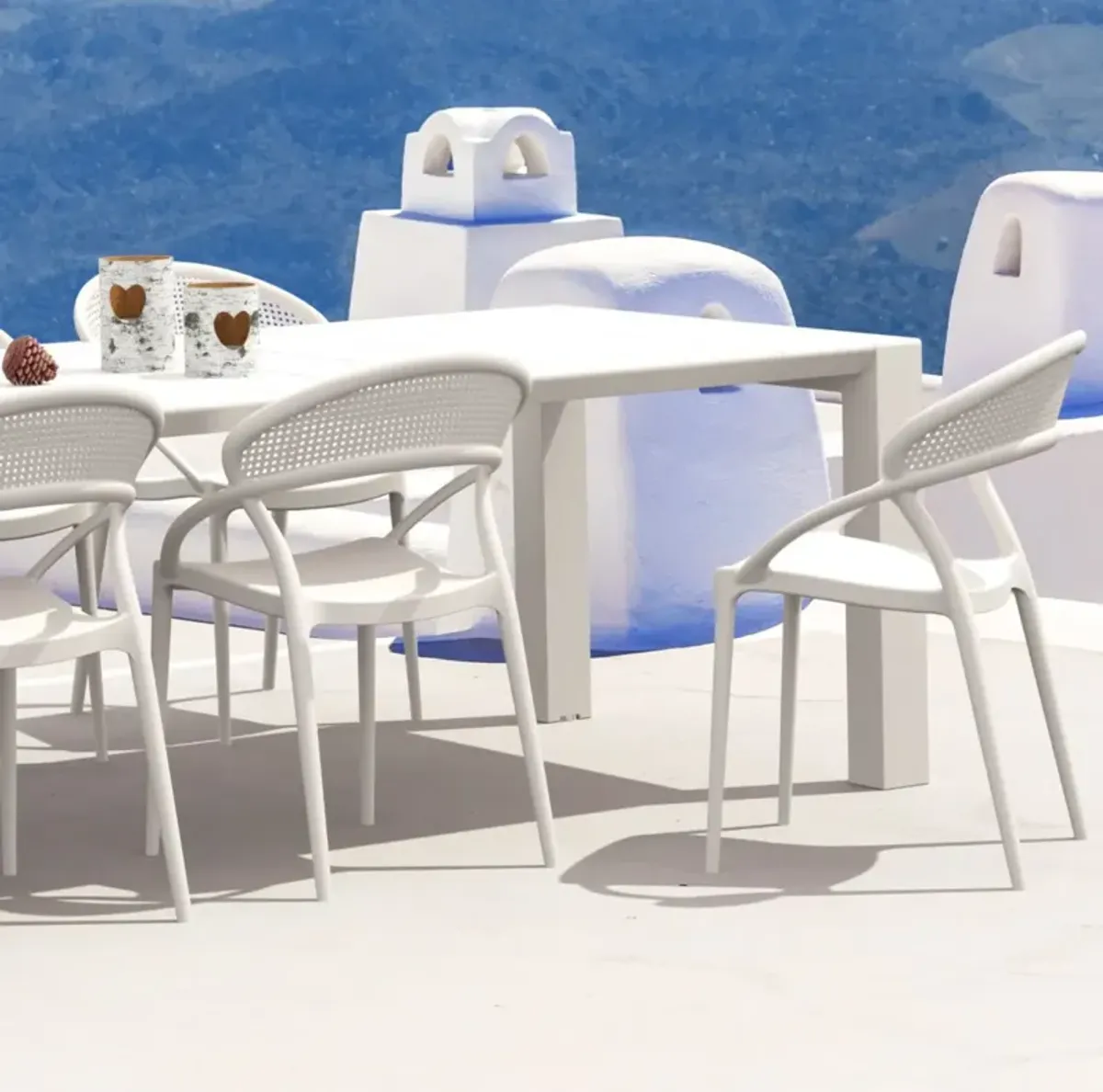 Compamia Sunset Extendable Outdoor Dining Set 9-Piece White