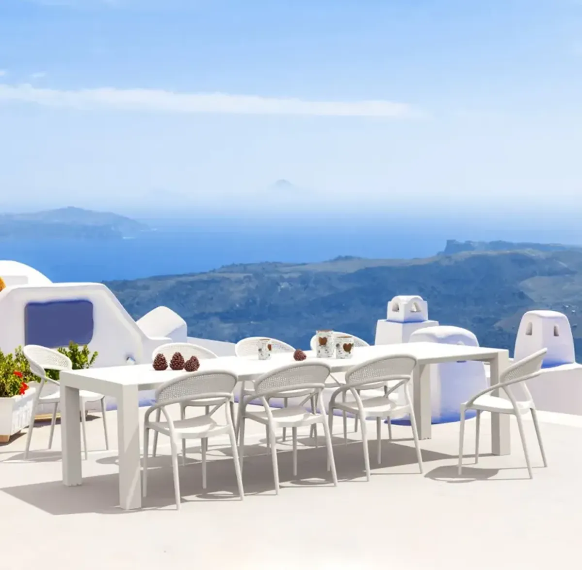 Compamia Sunset Extendable Outdoor Dining Set 9-Piece White