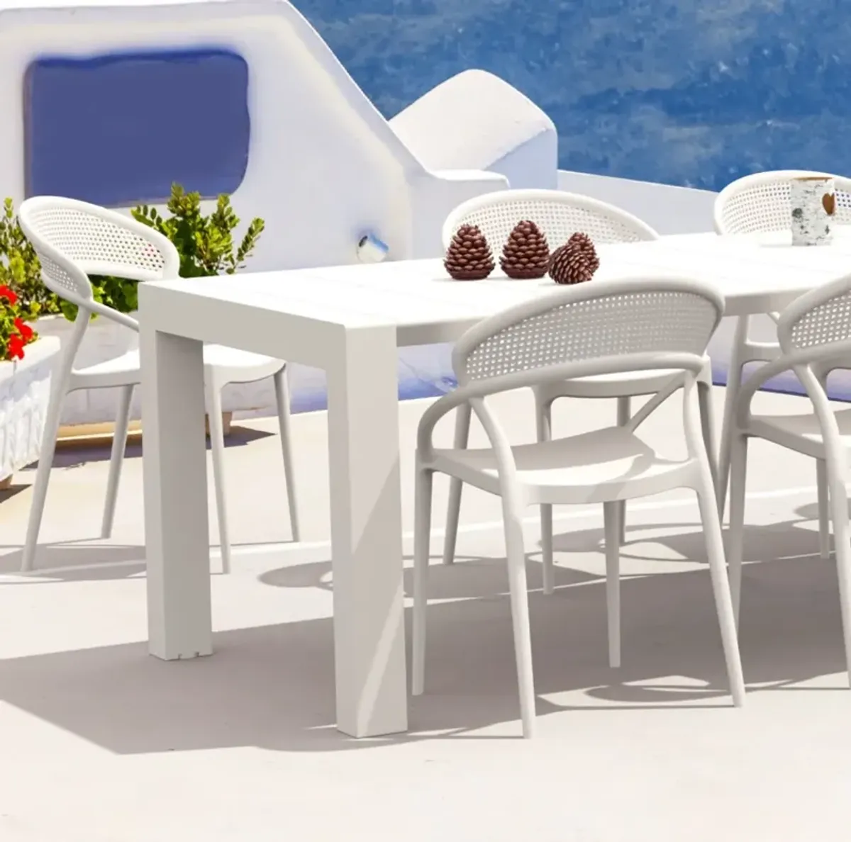 Compamia Sunset Extendable Outdoor Dining Set 9-Piece White