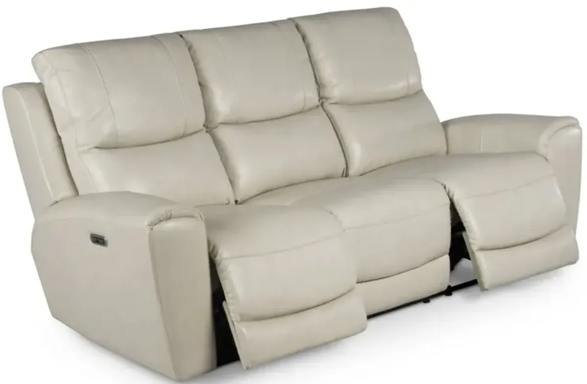 Steve Silver Laurel Leather Dual-Power Reclining Sofa Ivory