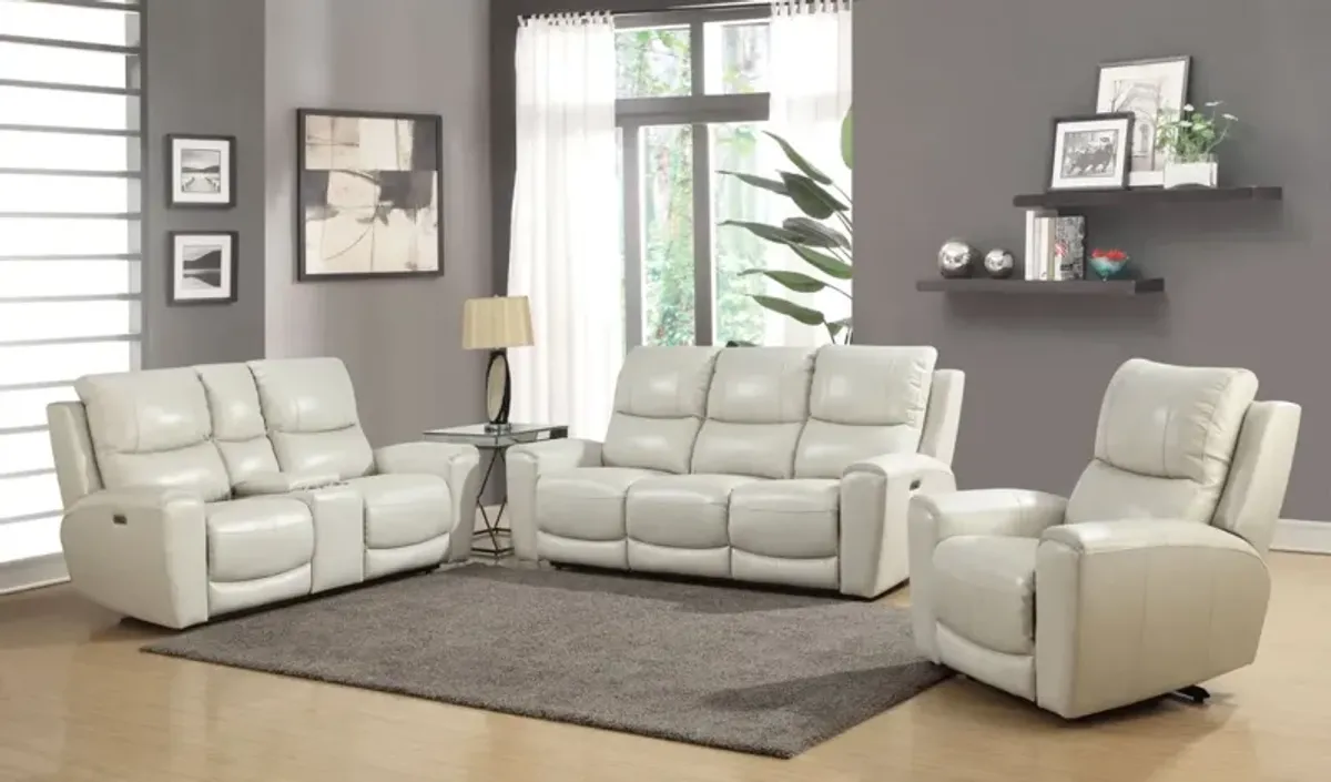 Steve Silver Laurel Leather Dual-Power Reclining Sofa Ivory