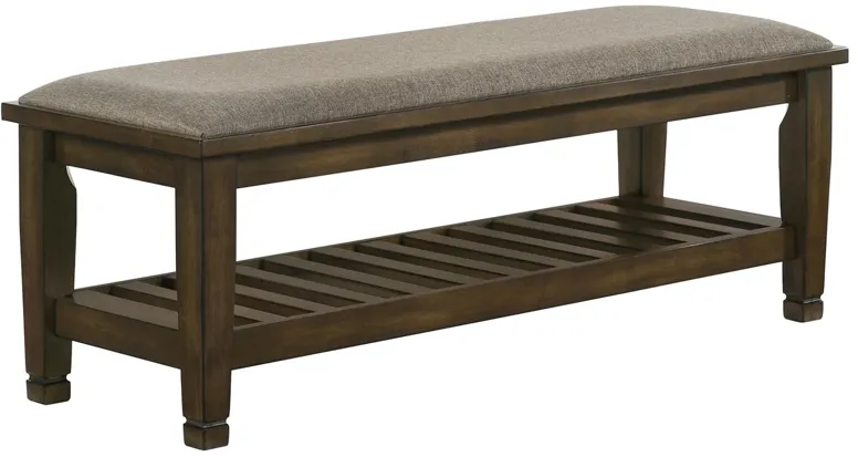 FRANCO UPHOLSTERED BENCH BURNISHED OAK