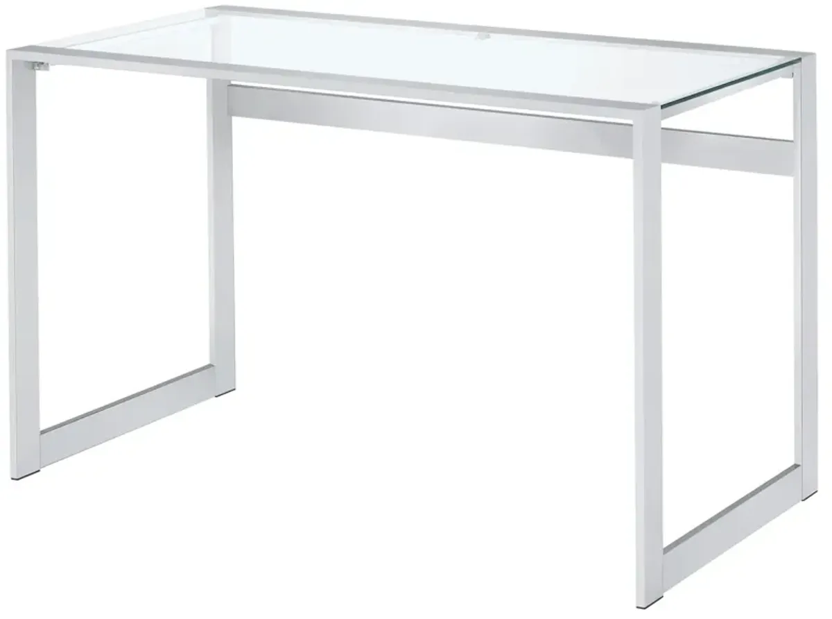 Coaster Hartford 47 Inch Glass Top Writing Desk Chrome