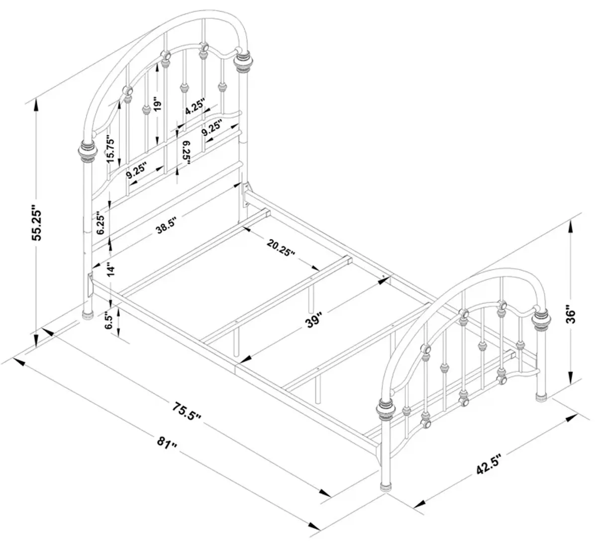 Rowan Metal Twin Open Frame Bed Dark Bronze