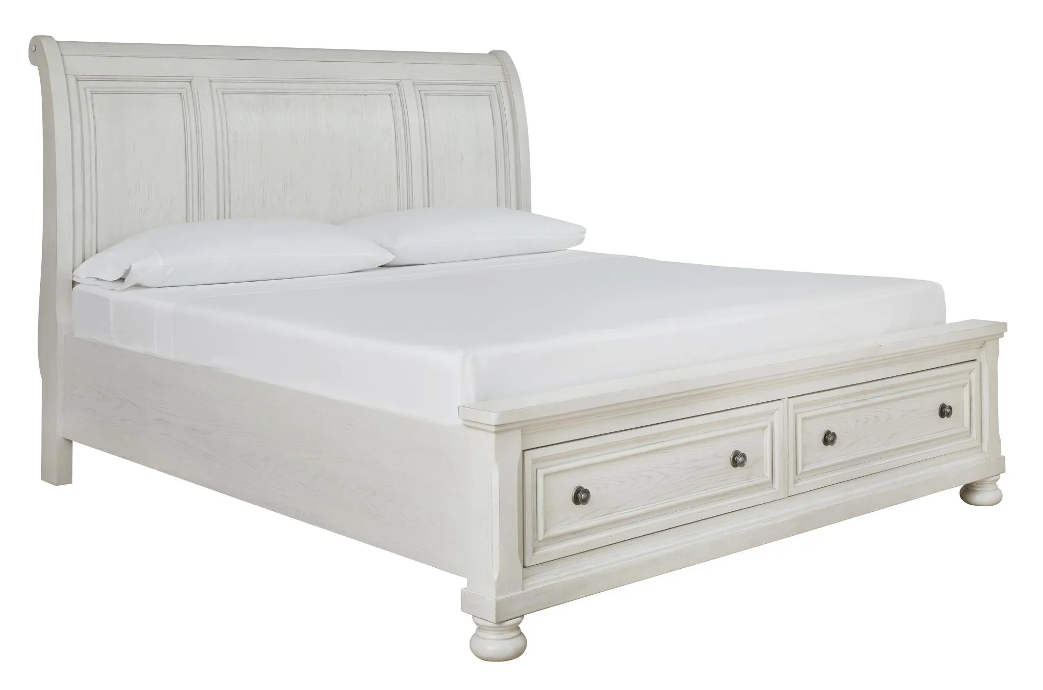 ROBBINSDALE QUEEN SLEIGH BED WITH STORAGE ANTIQUE WHITE SIGNATURE DESIGN