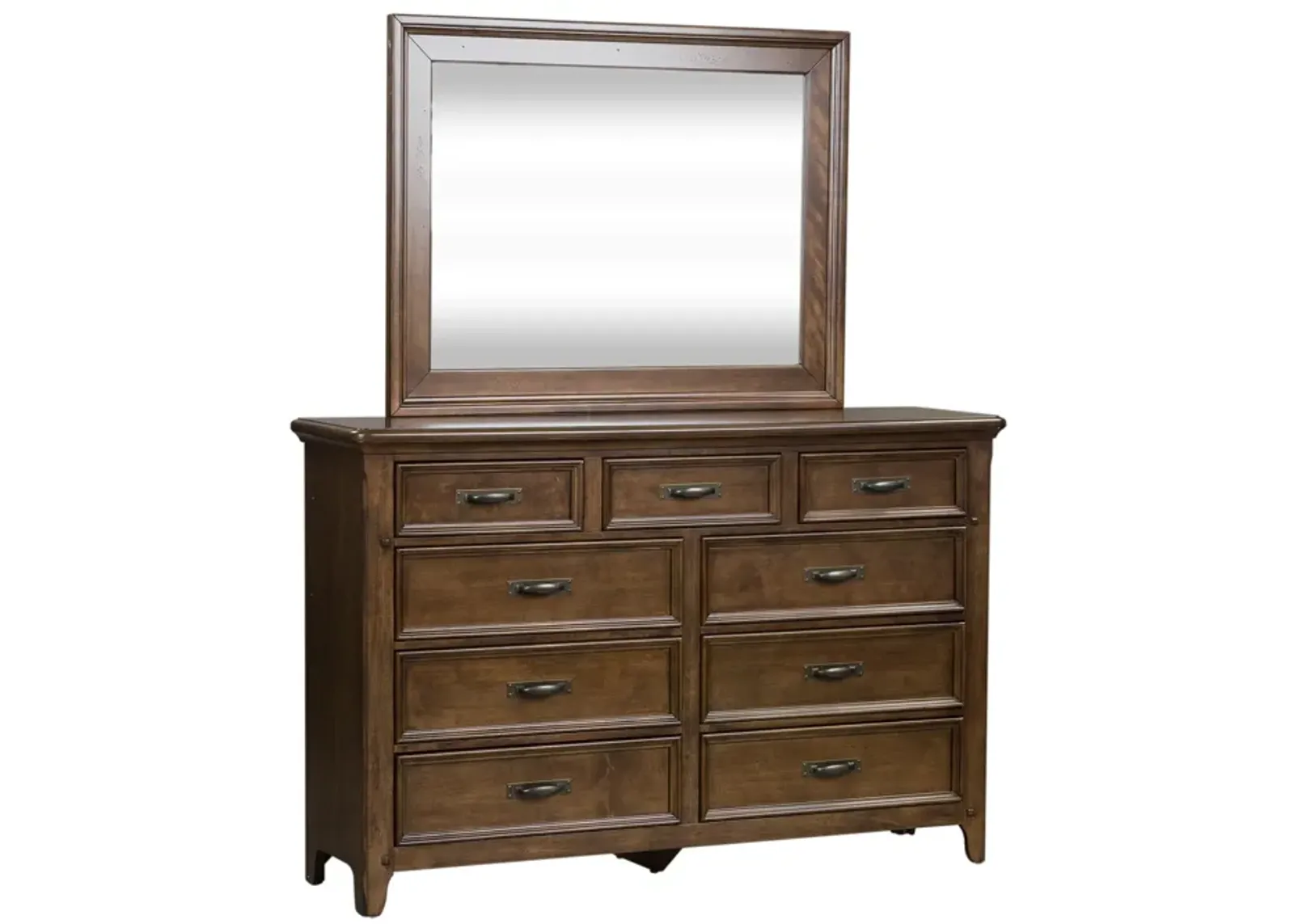 Liberty Furniture Complete Queen Bedroom Set Panel Bed, Dresser, Mirror, Chest & Nightstand Saddlebrook