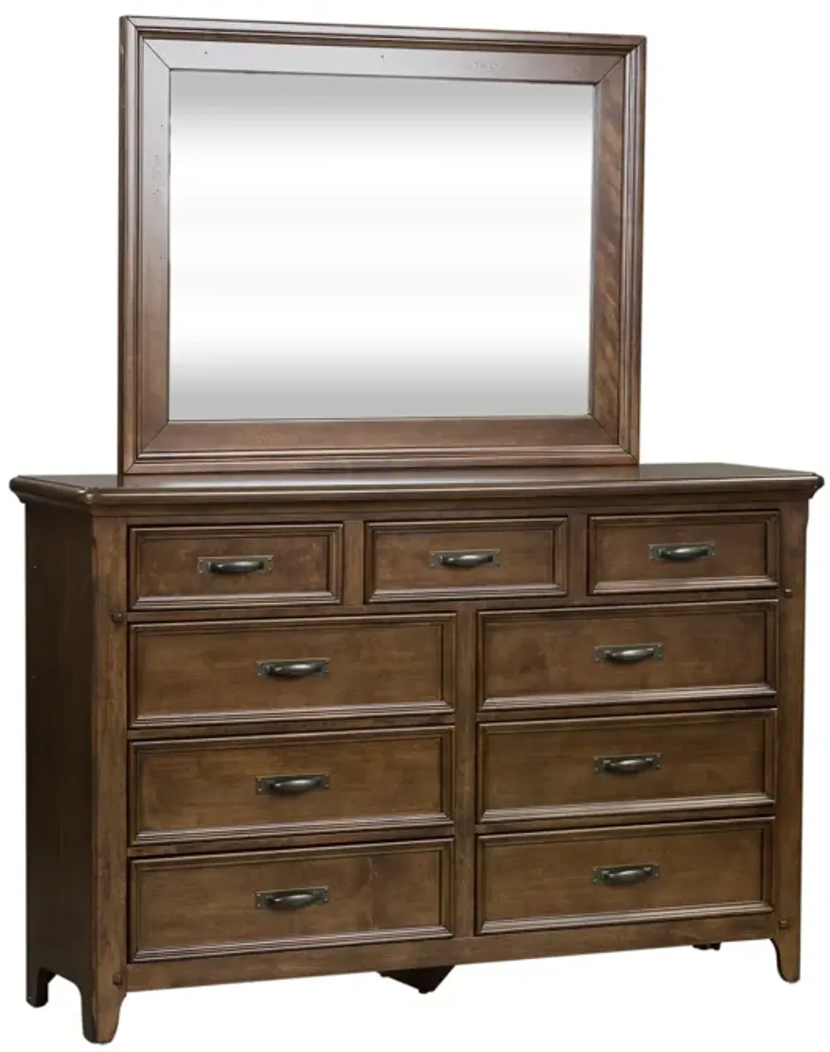 Liberty Furniture Complete Queen Bedroom Set Panel Bed, Dresser, Mirror, Chest & Nightstand Saddlebrook