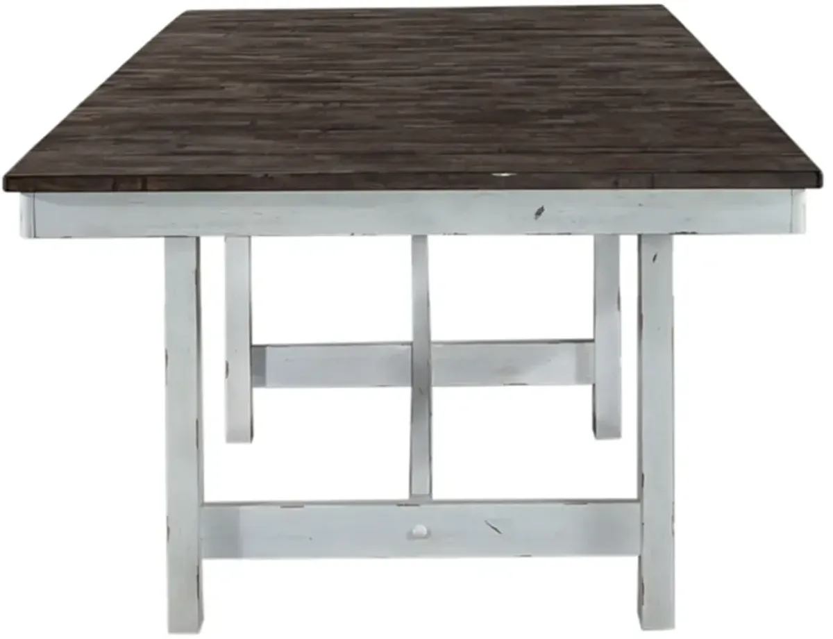 Liberty Furniture Farmhouse Two-Tone White Trestle Table