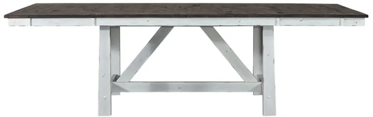 Liberty Furniture Farmhouse Two-Tone White Trestle Table