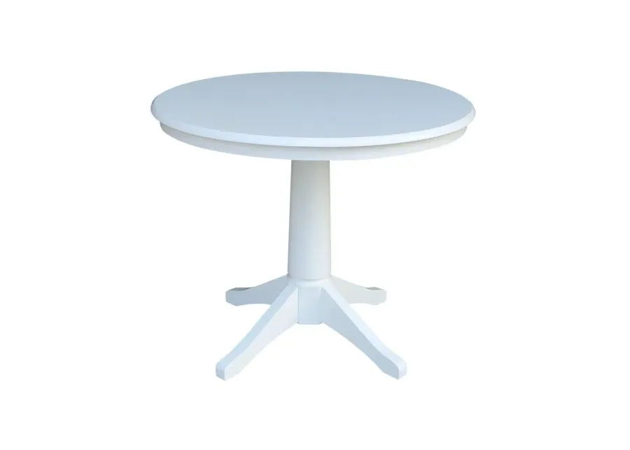 DINING ESSENTIALS 36 INCH ROUND TABLE WITH 30 INCH TRANSITIONAL PEDESTAL BASE IN PURE WHITE