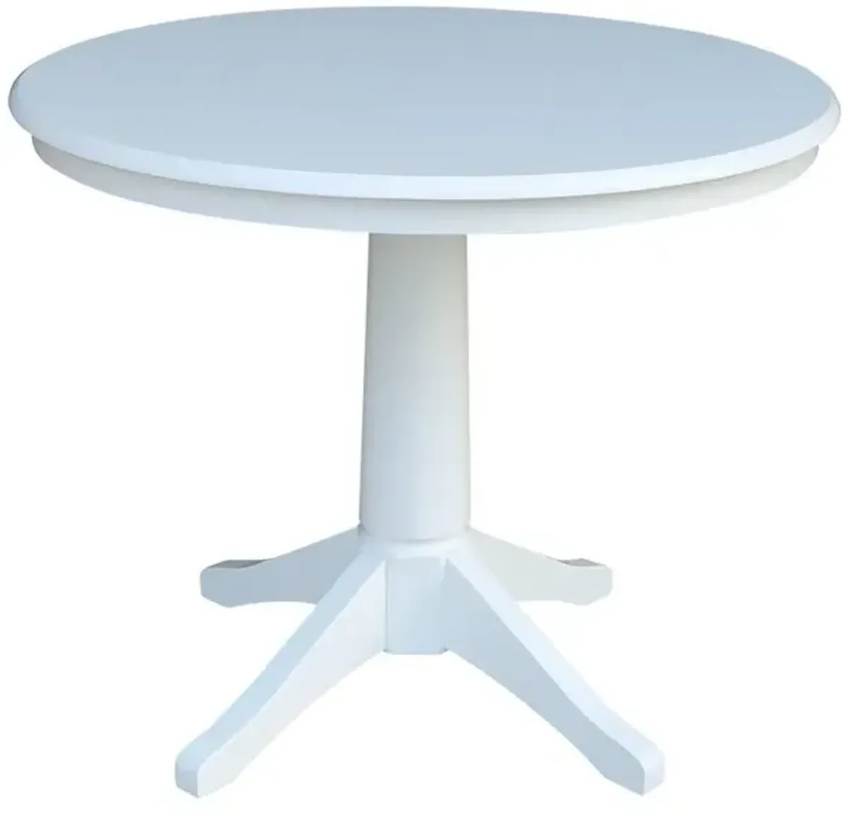 John Thomas Dining Essentials 36 Inch Round Table with 30 Inch Transitional Pedestal Base in Pure White