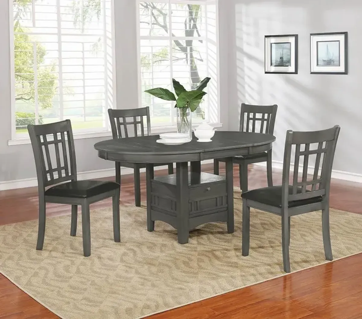 Coaster Lavon Oval 60 Inch Extension Leaf Dining Table Medium Grey