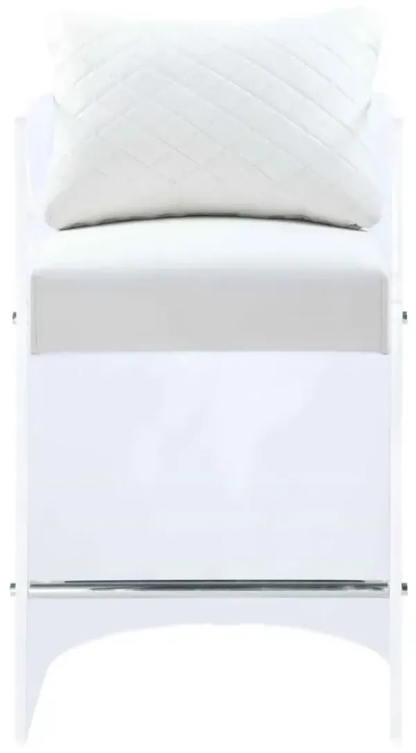 Chintaly White Counter-Height Stool with Solid Curved Acrylic Frame