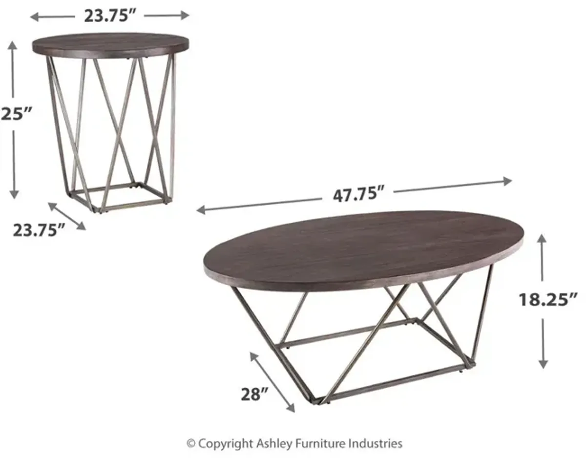 Ashley Neimhurst 3-Piece Dark Brown Tables Set