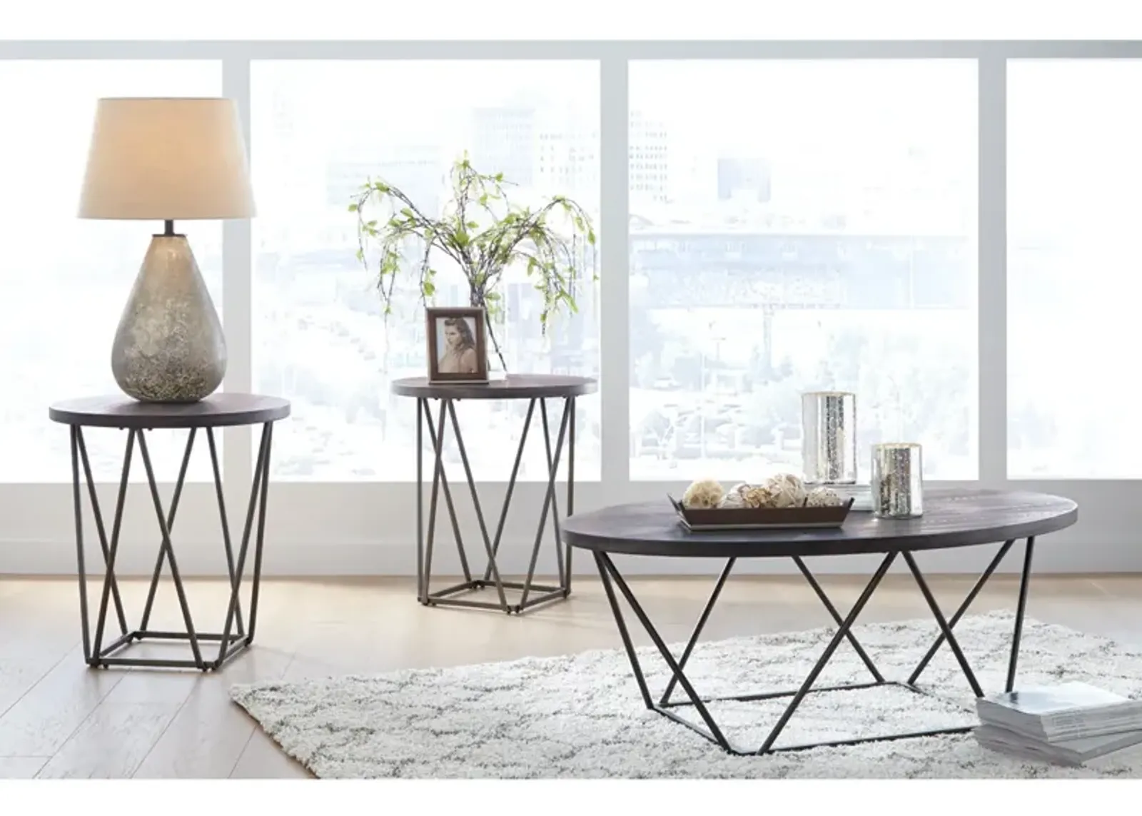 Ashley Neimhurst 3-Piece Dark Brown Tables Set