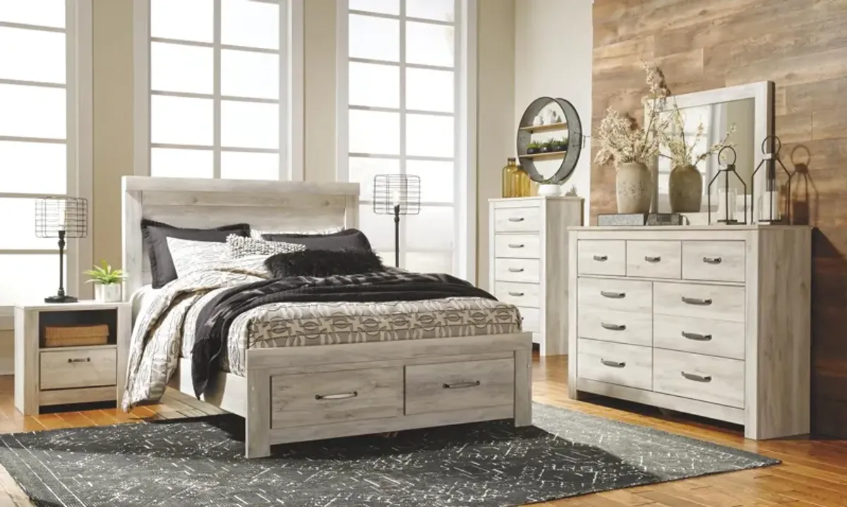 Ashley Bellaby Whitewash Queen Platform Bed with 2 Storage Drawers