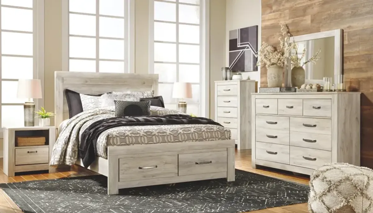 Ashley Bellaby Whitewash Queen Platform Bed with 2 Storage Drawers