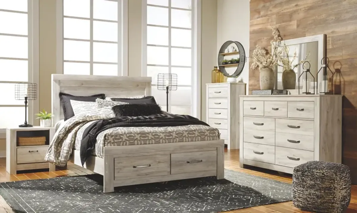 Ashley Bellaby Whitewash Queen Platform Bed with 2 Storage Drawers