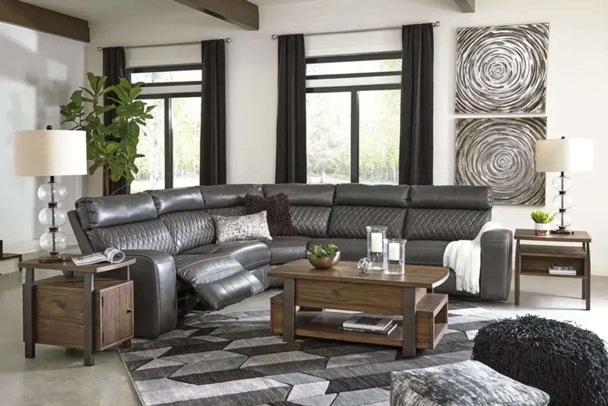 Ashley Samperstone 5-Piece Gray Power Reclining Sectional