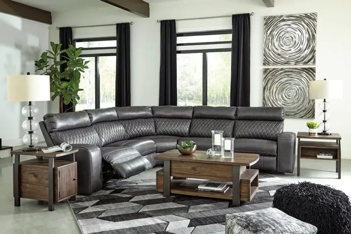 Ashley Samperstone 5-Piece Gray Power Reclining Sectional