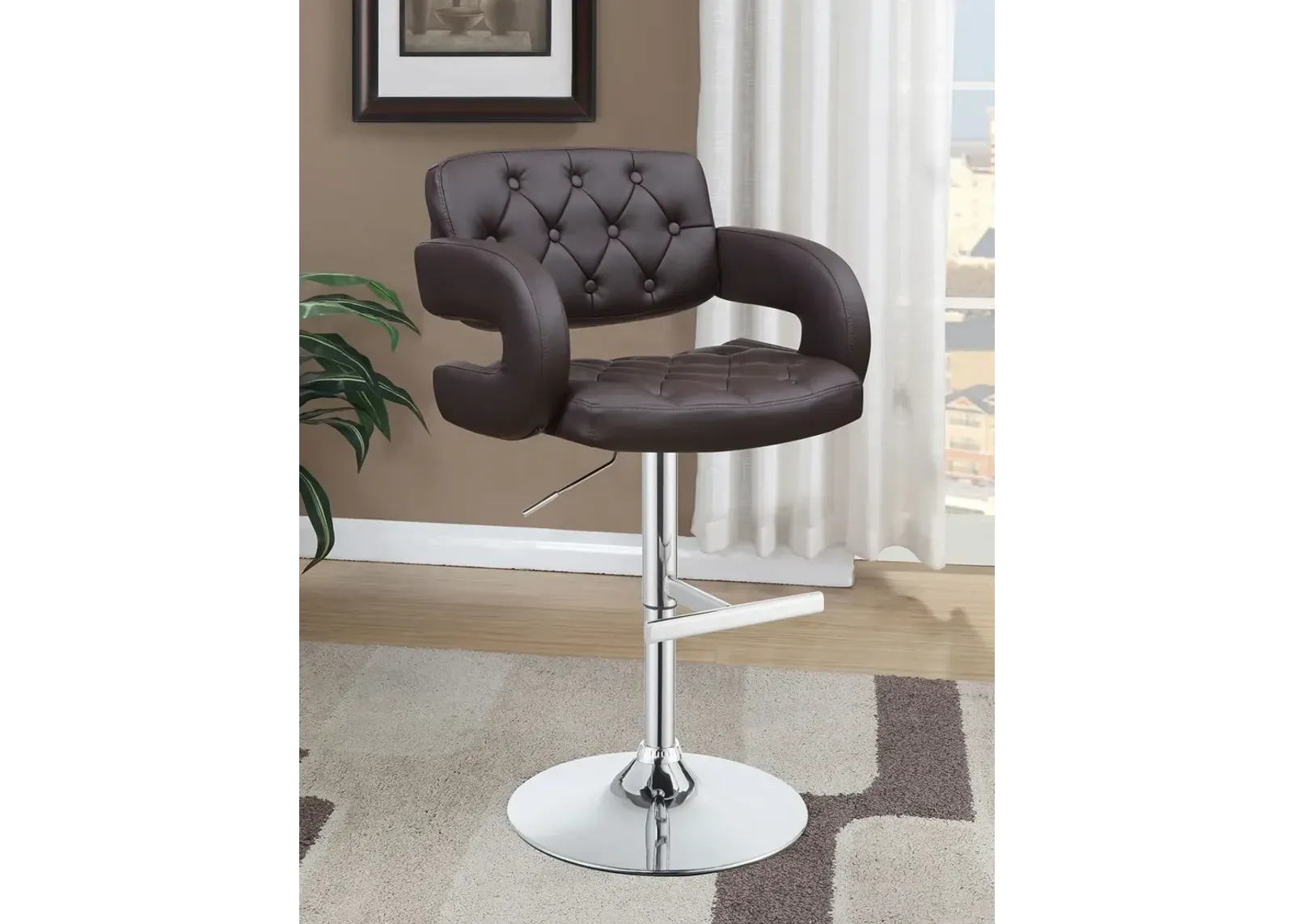 Coaster Brandi Adjustable Bar Stool Chrome & Brown