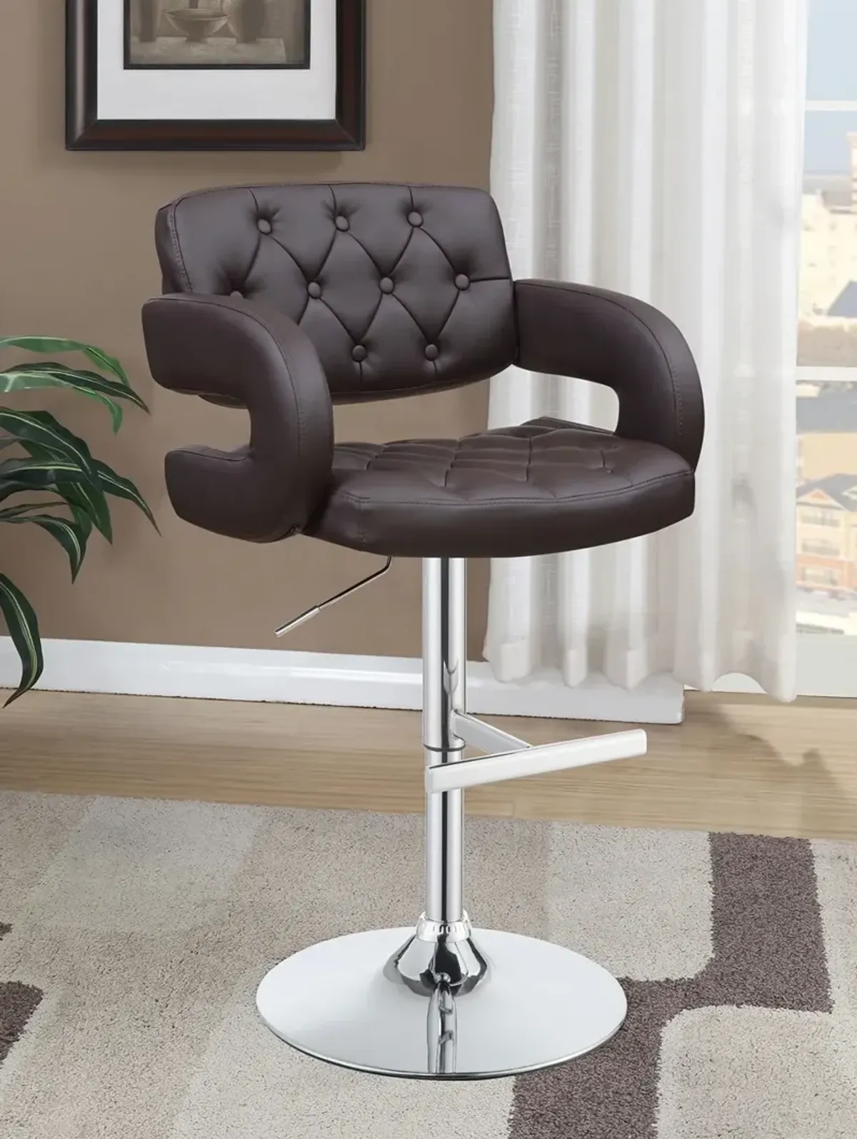 Coaster Brandi Adjustable Bar Stool Chrome & Brown