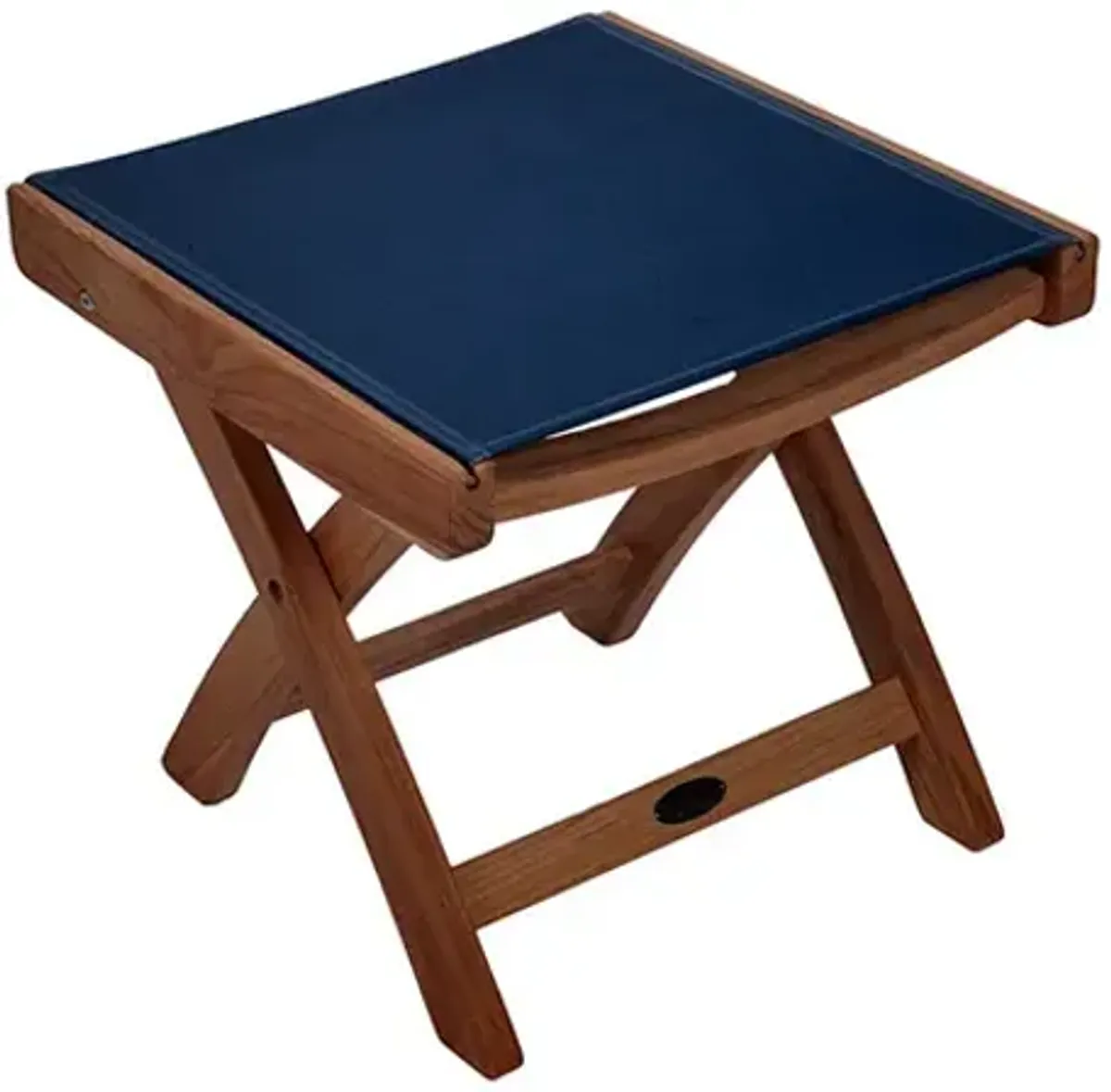 Royal Teak Folding Navy Outdoor Sling Footrest