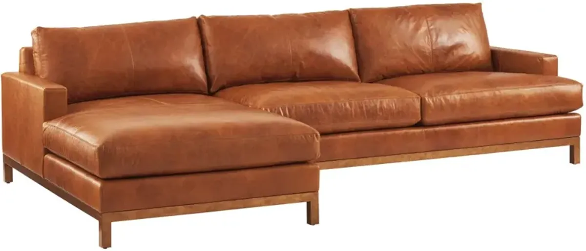 Barclay Butera Upholstery by Barclay Butera Horizon 110 Inch Traditional Leather Left Facing Sectional Orange