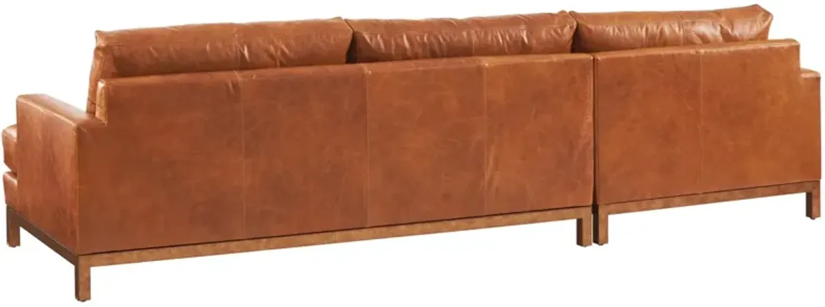 Barclay Butera Upholstery by Barclay Butera Horizon 110 Inch Traditional Leather Left Facing Sectional Orange