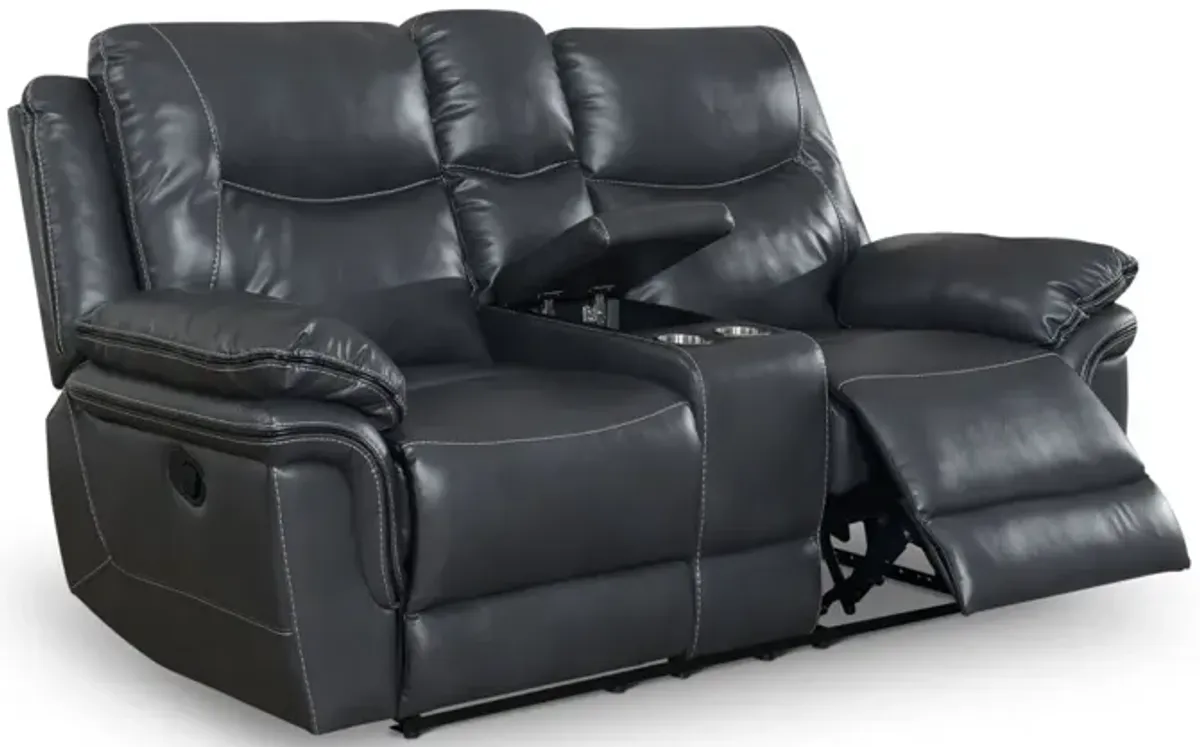 Steve Silver Isabella Grey Leather Reclining Console Loveseat