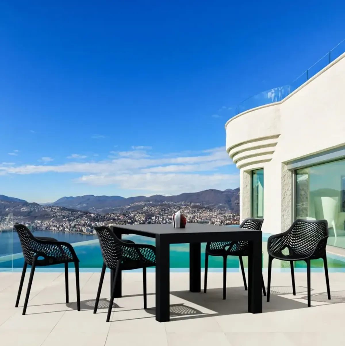 Compamia Air XL Extension Outdoor Dining Set 5-Piece Black